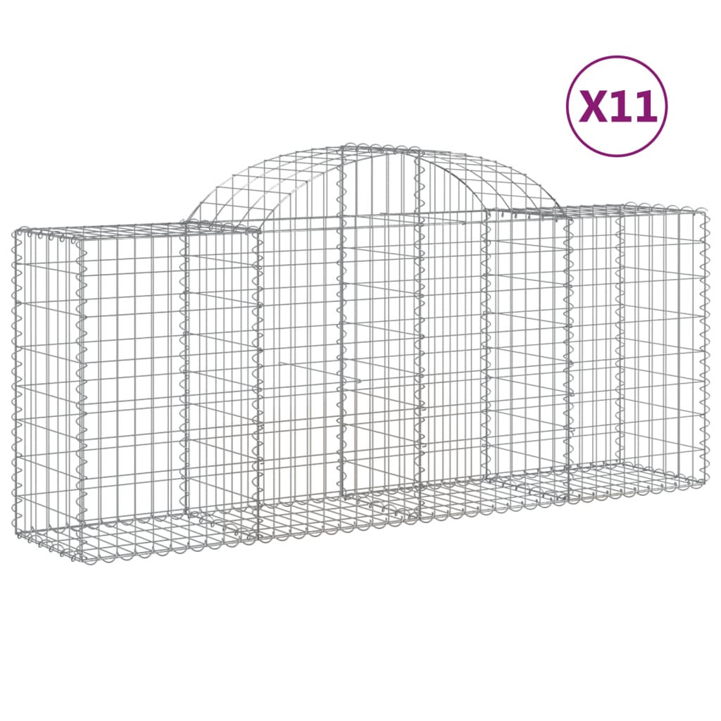 Paniers à gabions arqués 11 pcs 200x50x80/100 cm Fer galvanisé