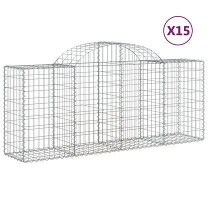 Paniers à gabions arqués 15 pcs 200x50x80/100 cm Fer galvanisé