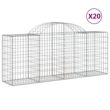Paniers à gabions arqués 20 pcs 200x50x80/100 cm Fer galvanisé