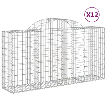 Paniers à gabions arqués 12 pcs 200x50x100/120 cm fer galvanisé