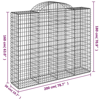 Paniers à gabions arqués 11 pcs 200x50x160/180 cm Fer galvanisé
