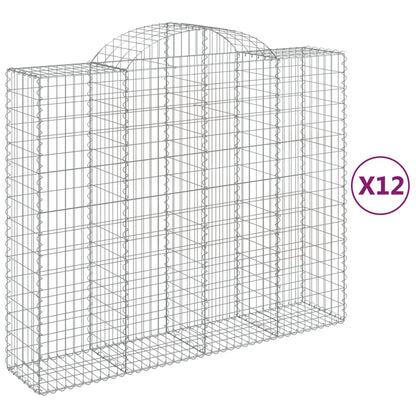 Paniers à gabions arqués 12 pcs 200x50x160/180 cm Fer galvanisé
