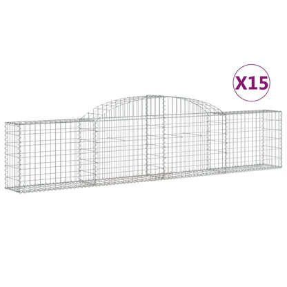 Paniers à gabions arqués 15 pcs 300x30x60/80 cm Fer galvanisé