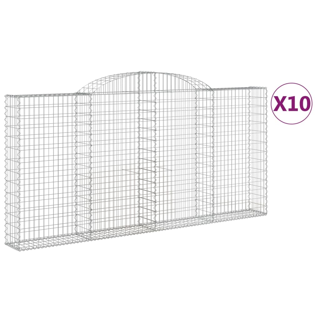 Paniers à gabions arqués 10 pcs 300x30x140/160 cm fer galvanisé