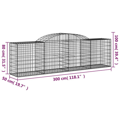 Paniers à gabions arqués 11 pcs 300x50x80/100 cm fer galvanisé