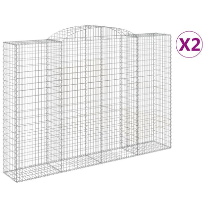 Paniers à gabions arqués 2 pcs 300x50x200/220 cm fer galvanisé
