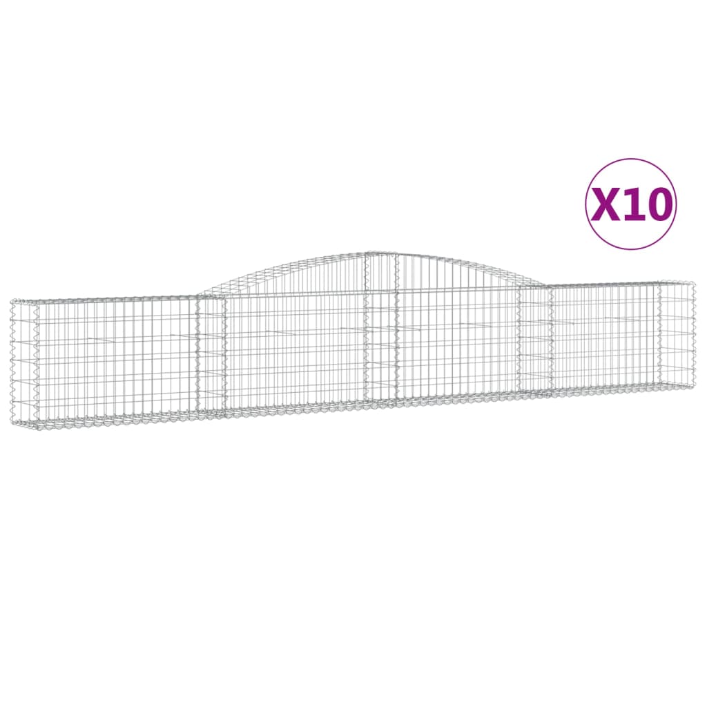 Paniers à gabions arqués 10 pcs 400x30x60/80 cm Fer galvanisé