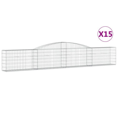 Paniers à gabions arqués 15 pcs 400x30x60/80 cm Fer galvanisé