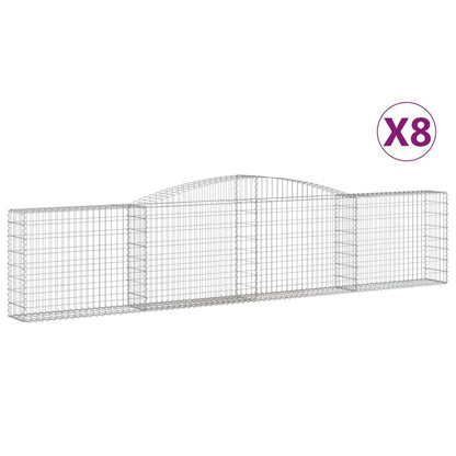 Paniers à gabions arqués 8 pcs 400x30x80/100 cm Fer galvanisé