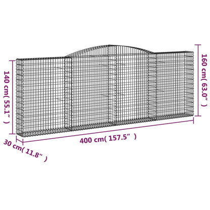 Paniers à gabions arqués 5 pcs 400x30x140/160 cm Fer galvanisé