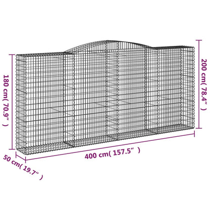 Paniers à gabions arqués 3 pcs 400x50x180/200 cm Fer galvanisé