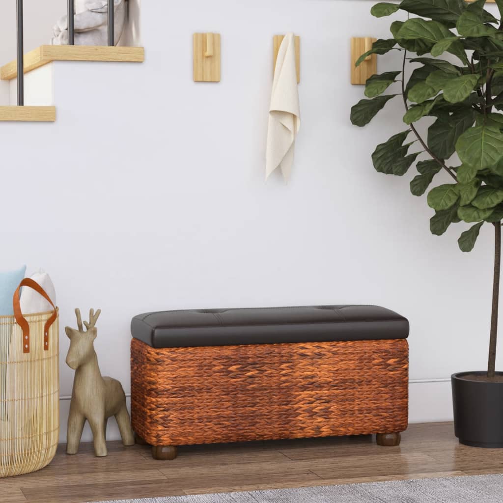 Bancs de rangement 2 pcs avec coussin marron 69 cm quenouille