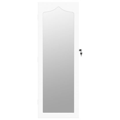 Armadio di gioielli con specchio a parete bianco 37.5x10x106 cm