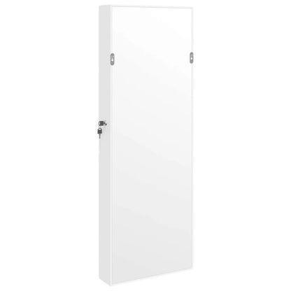 Armadio di gioielli con specchio a parete bianco 37.5x10x106 cm