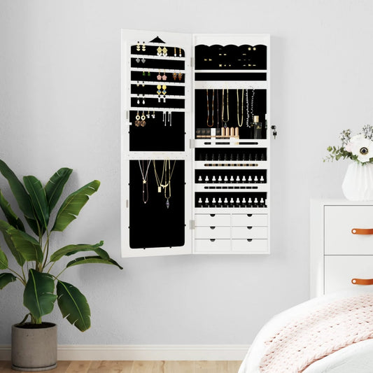 Schmuckschrank mit weißem Wandspiegel 37.5x10x106 cm