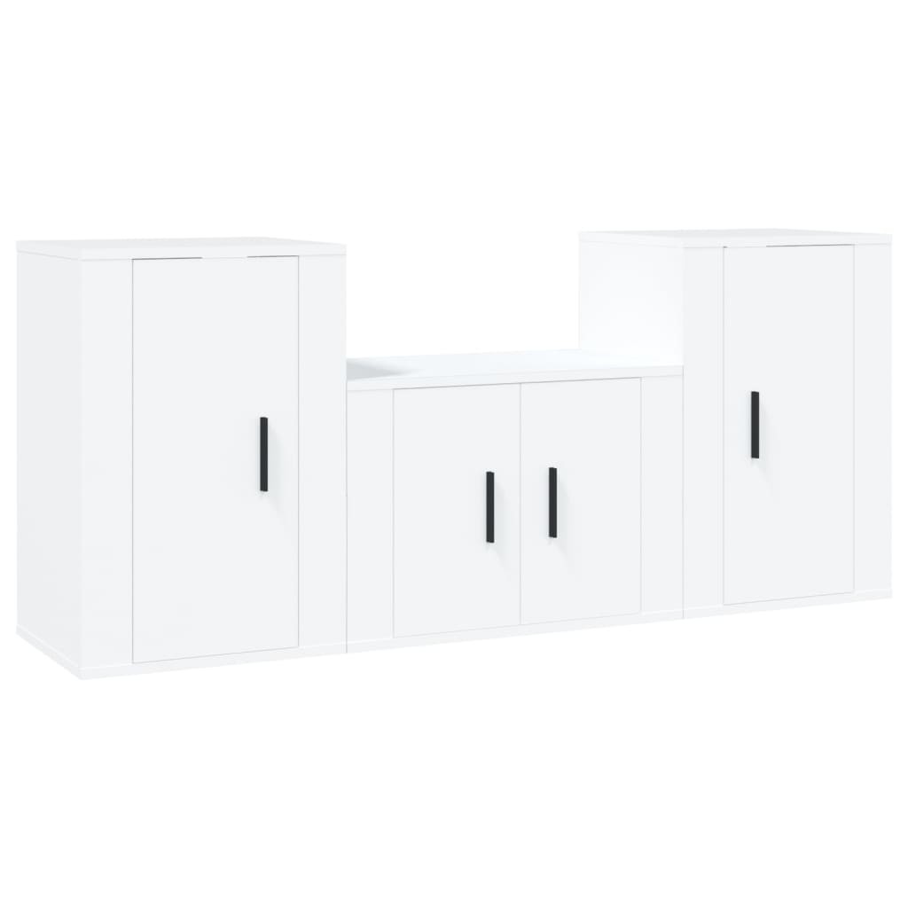 Conjunto de 3 pcs Ingeniería de muebles de televisión blanca Madera