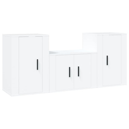 Conjunto de 3 pcs Ingeniería de muebles de televisión blanca Madera