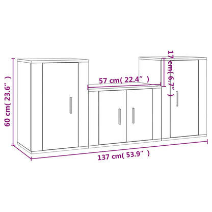 Conjunto de 3 pcs Ingeniería de muebles de televisión blanca Madera