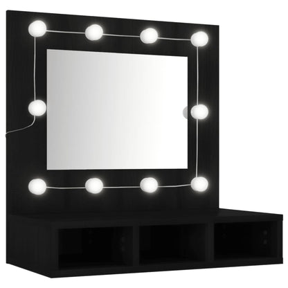 Cabinet a specchio con LED nero 60x31.5x62 cm