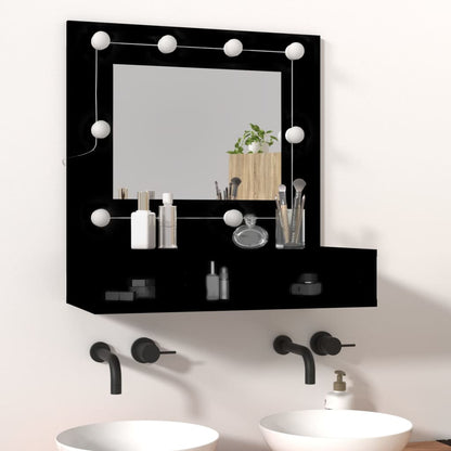 Cabinet a specchio con LED nero 60x31.5x62 cm