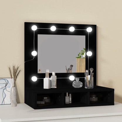 Cabinet a specchio con LED nero 60x31.5x62 cm