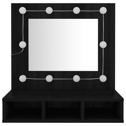 Cabinet a specchio con LED nero 60x31.5x62 cm