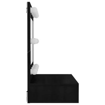 Cabinet a specchio con LED nero 60x31.5x62 cm