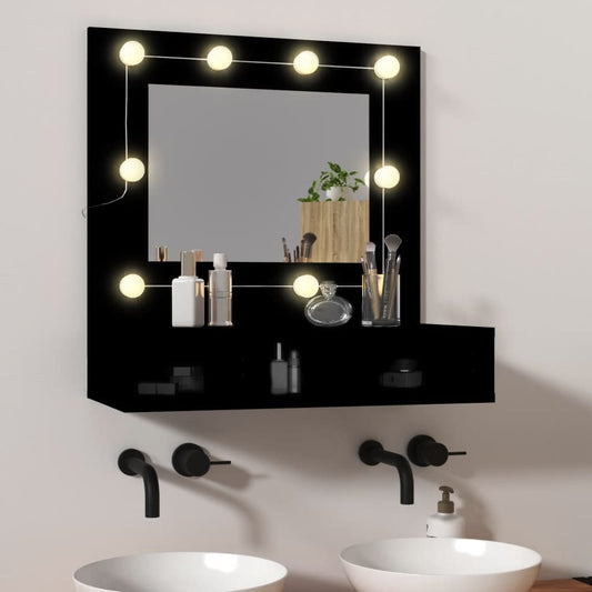Spiegelschrank mit schwarzer LED 60x31.5x62 cm
