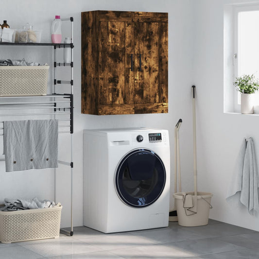 Smoked oak wall cabinet 69.5x34x90 cm engineering wood