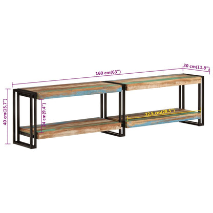 Meuble TV 160x30x40 cm bois massif de récupération
