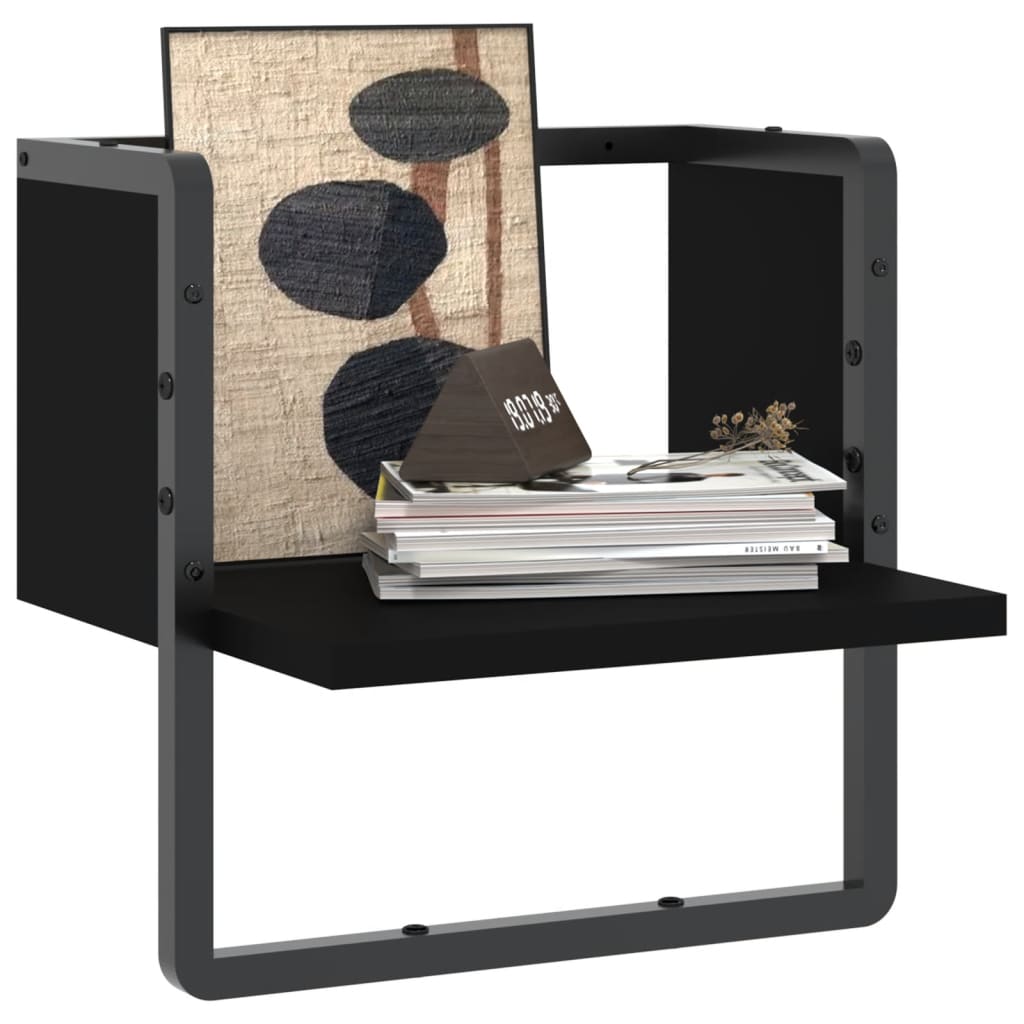 Étagère murale avec barre noir 30x25x30 cm