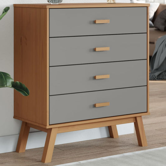 Olden Grey and Brown Wardrobe Armadio Solid Pine Wood