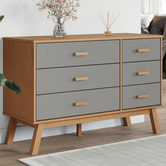 Olden Grey and Brown Wardrobe Armadio Solid Pine Wood
