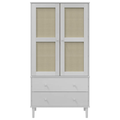 Garde-robe Armoire SENJA aspect rotin blanc 90x55x175cm bois massif pin