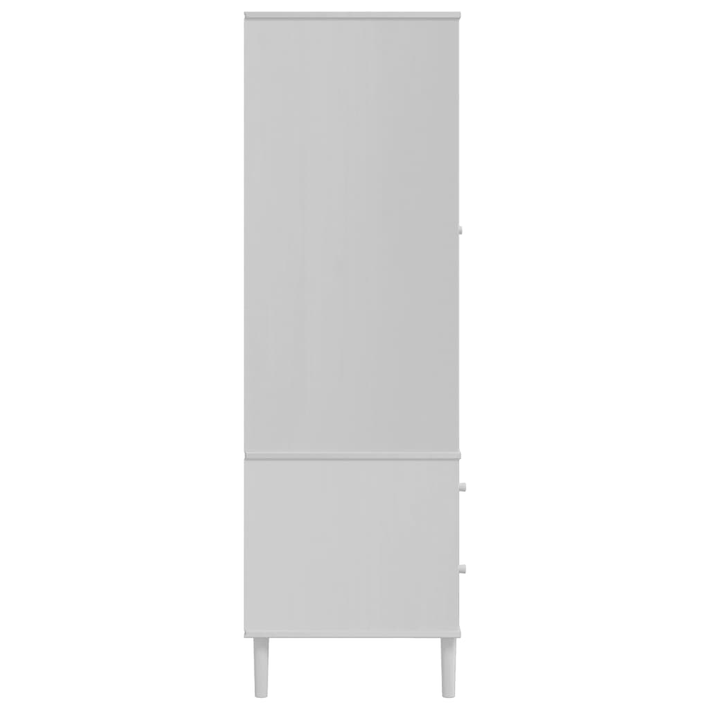 Garde-robe Armoire SENJA aspect rotin blanc 90x55x175cm bois massif pin
