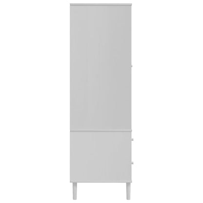 Garde-robe Armoire SENJA aspect rotin blanc 90x55x175cm bois massif pin