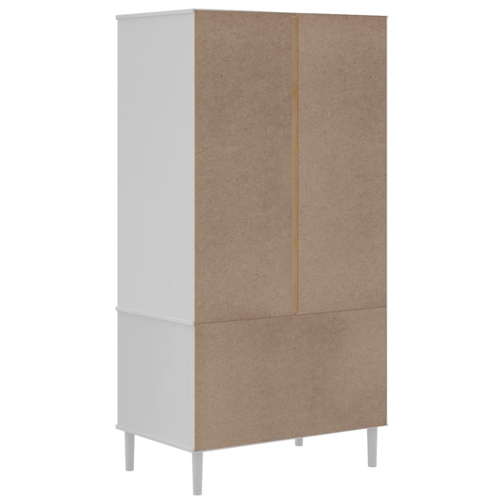 Garde-robe Armoire SENJA aspect rotin blanc 90x55x175cm bois massif pin