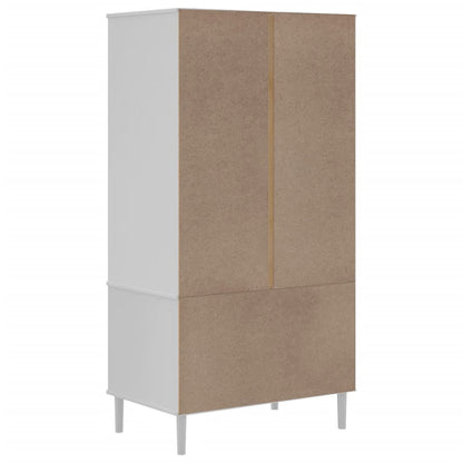 Garde-robe Armoire SENJA aspect rotin blanc 90x55x175cm bois massif pin