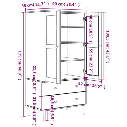 Garde-robe Armoire SENJA aspect rotin blanc 90x55x175cm bois massif pin