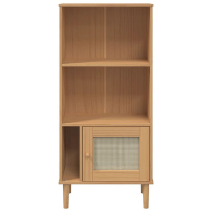 Bibliothèque SENJA aspect de rotin marron bois massif de pin