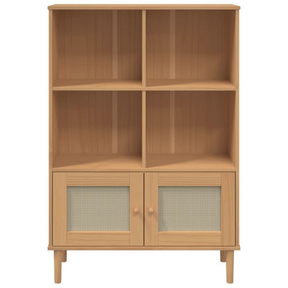 Bibliothèque SENJA aspect de rotin marron bois massif de pin