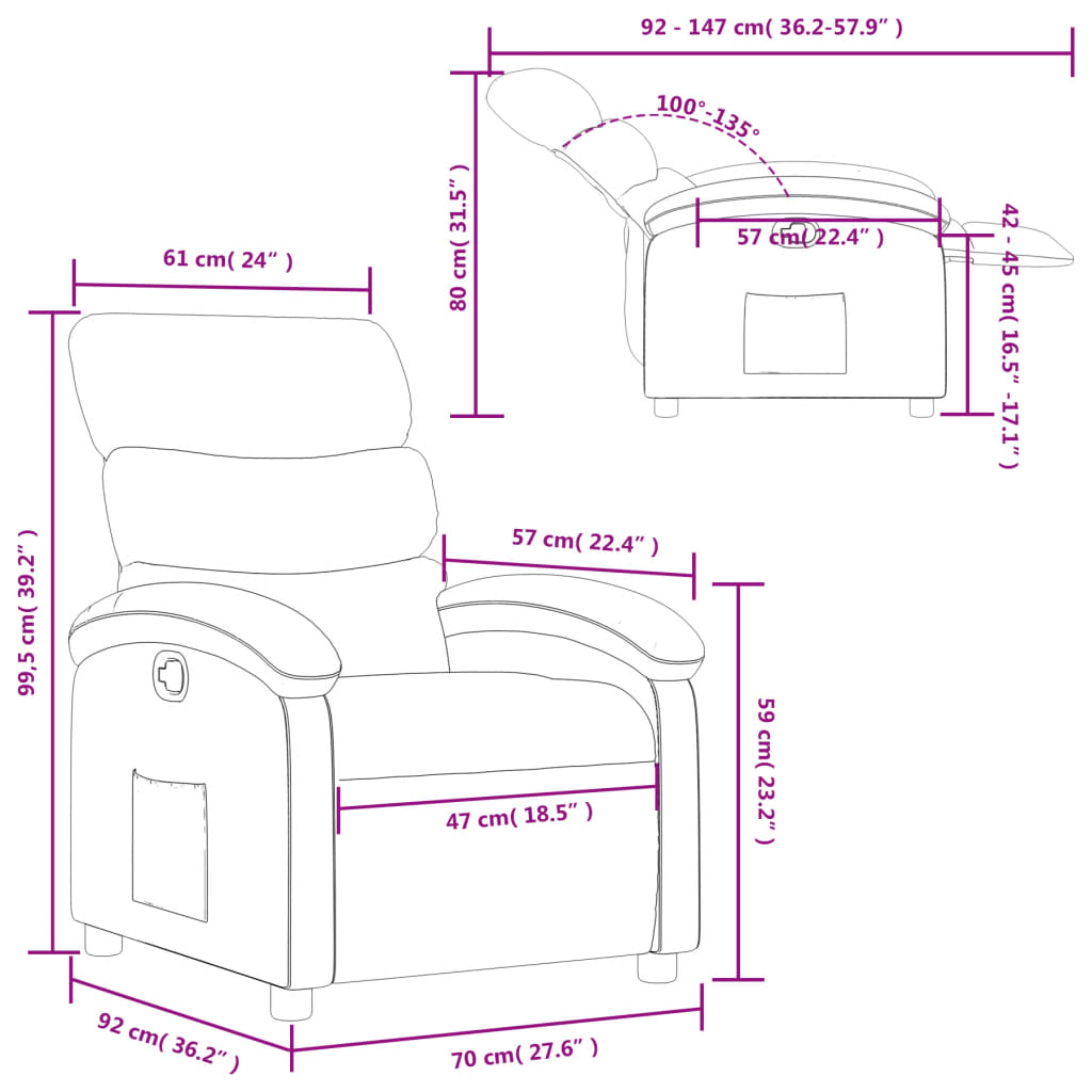 Fauteuil inclinable Crème Tissu