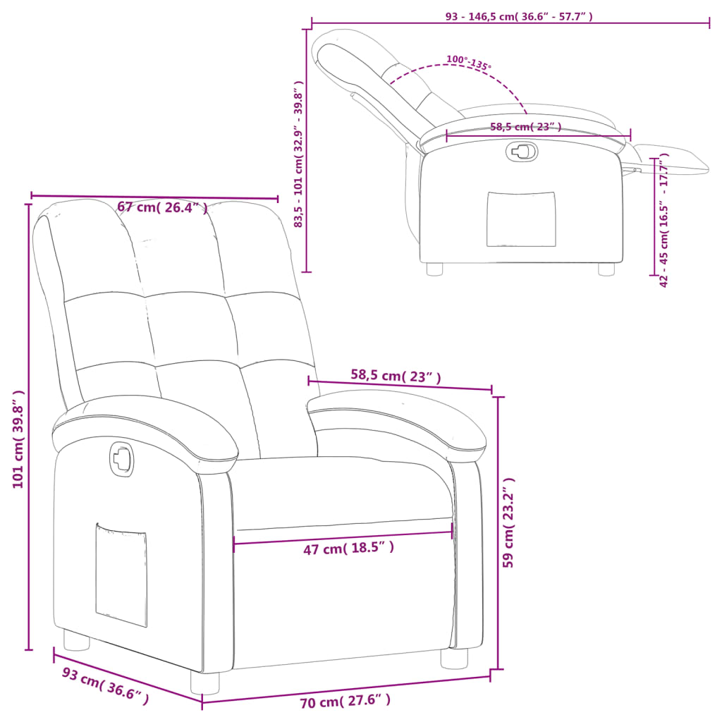 Fauteuil inclinable Gris clair Tissu