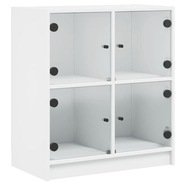 Armadio laterale con porte di vetro bianco 68x37x75,5 cm