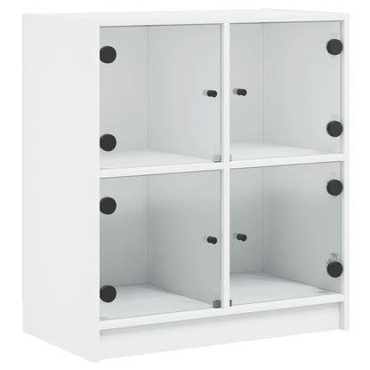 Armadio laterale con porte di vetro bianco 68x37x75,5 cm