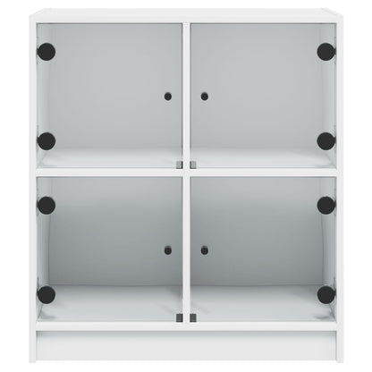 Armadio laterale con porte di vetro bianco 68x37x75,5 cm