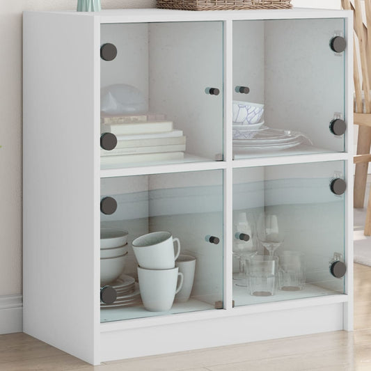 Armadio laterale con porte di vetro bianco 68x37x75,5 cm