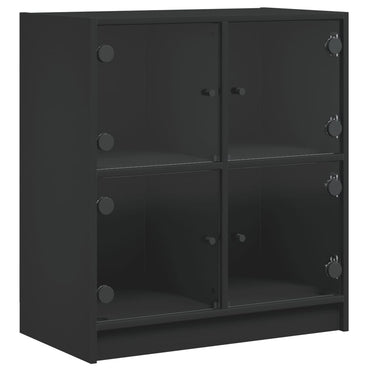 Armadio laterale con porte di vetro nero 68x37x75,5 cm