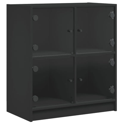 Armadio laterale con porte di vetro nero 68x37x75,5 cm