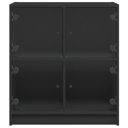 Armadio laterale con porte di vetro nero 68x37x75,5 cm